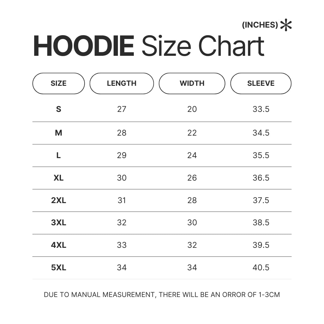 Hoodie Size Chart - Gravity Falls Store