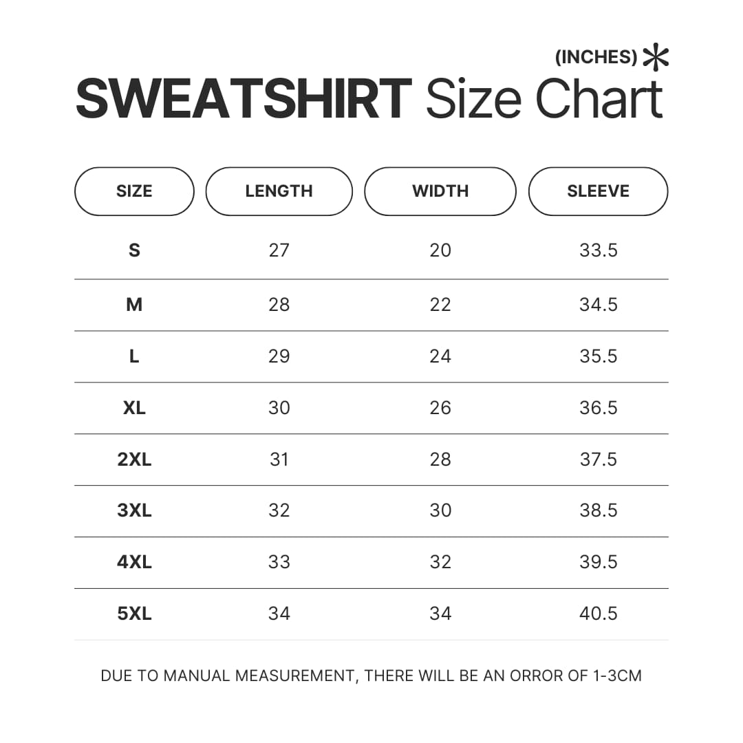 Sweatshirt Size Chart - Gravity Falls Store