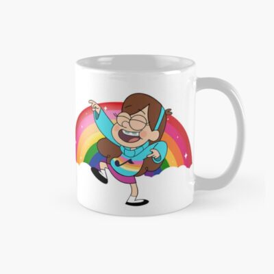 Mabel Pines Dancing On A Rainbow Background. Gravity Falls Character. Mug Official Gravity Falls Merch