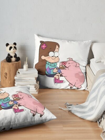 Mabel & Waddles, Gravity Falls Throw Pillow Official Gravity Falls Merch