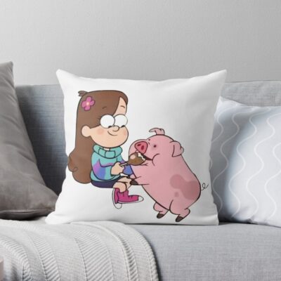 Mabel & Waddles, Gravity Falls Throw Pillow Official Gravity Falls Merch