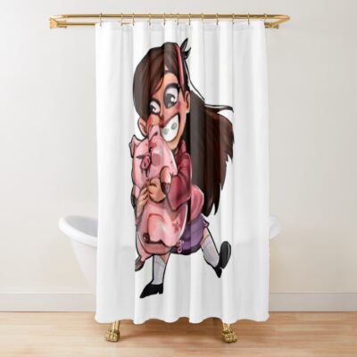 Gravity Falls T-Shirtfanart Mabel And Waddles - Gravity Falls Shower Curtain Official Gravity Falls Merch